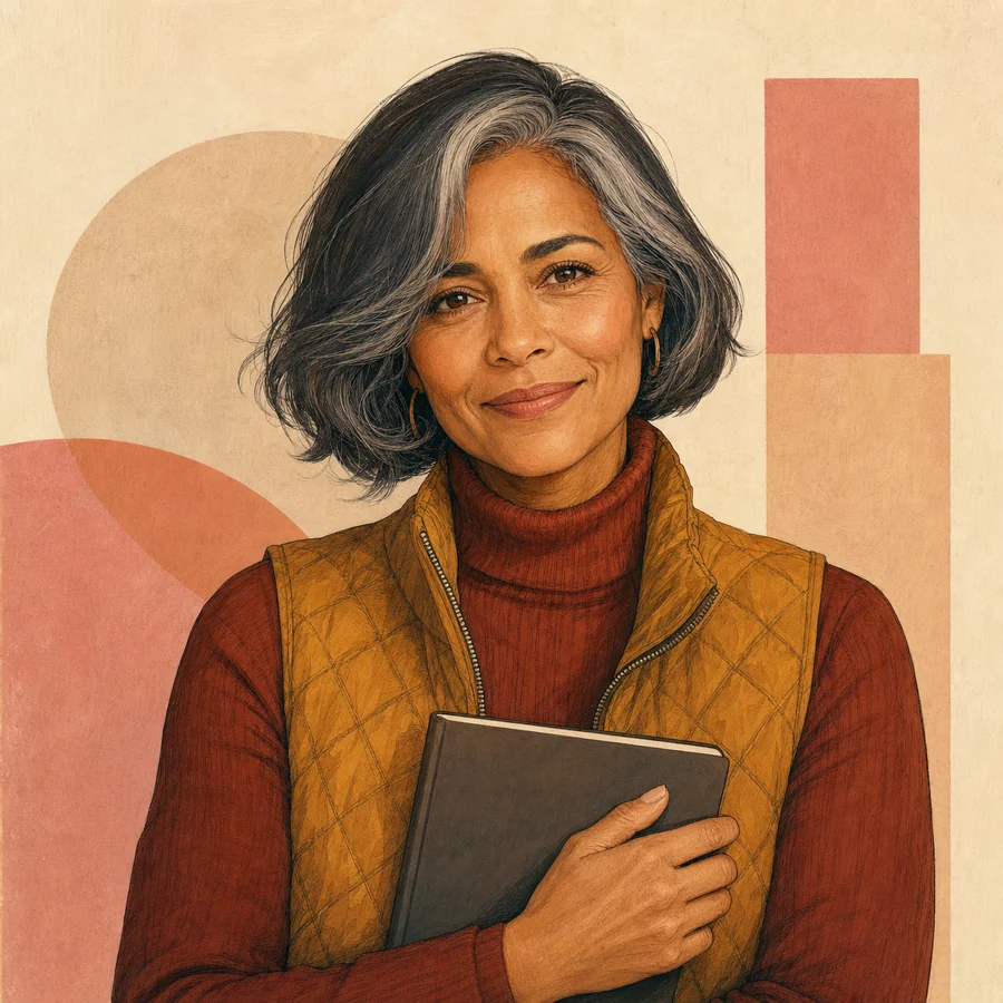 Illustrated portrait of fictional Comfort Editor Cora Hart
