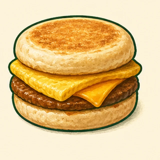 Illustrated breakfast sandwich.