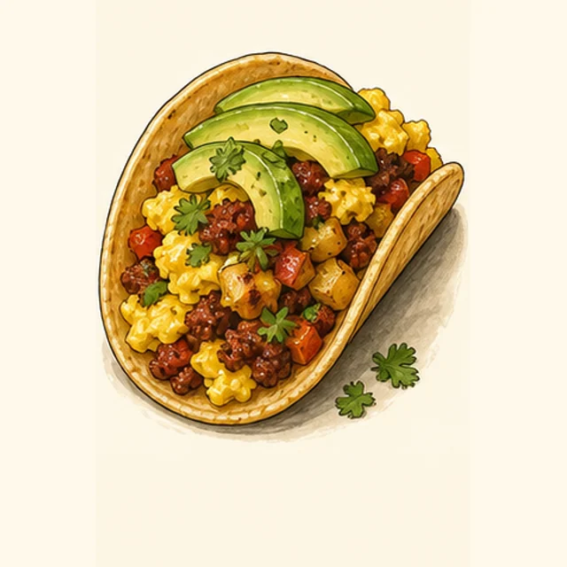 Illustrated breakfast taco.