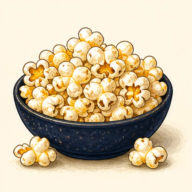 Illustrated butter popcorn.