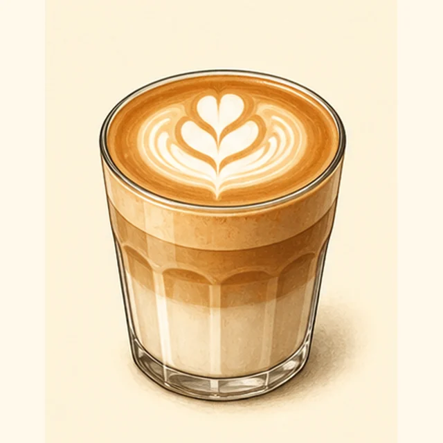 Illustrated caffè latte.