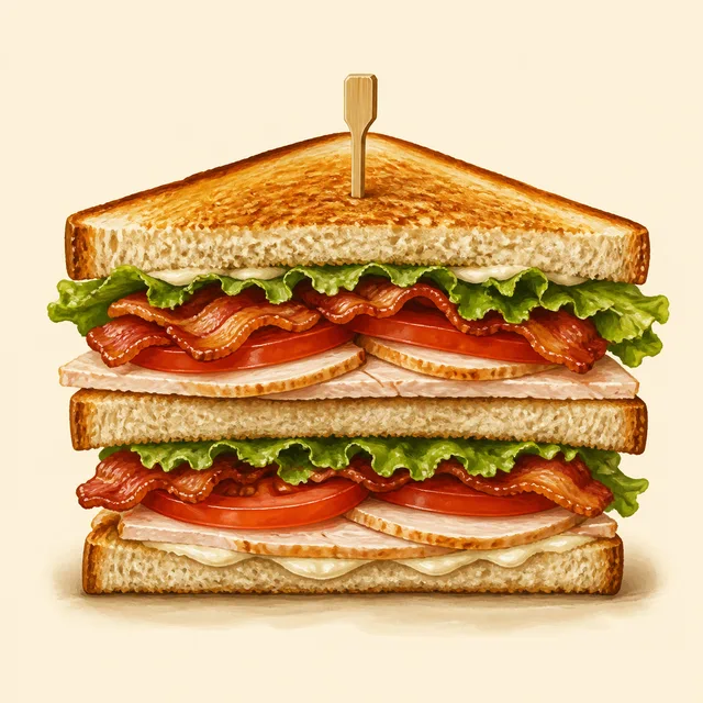 Illustrated club sandwich.