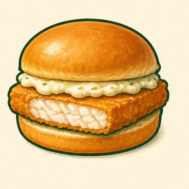 Illustrated fish sandwich.