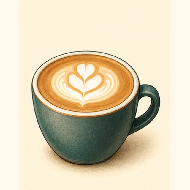 Playful illustrated flat white