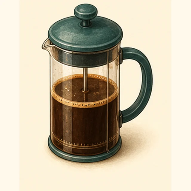Playful illustrated french press coffee