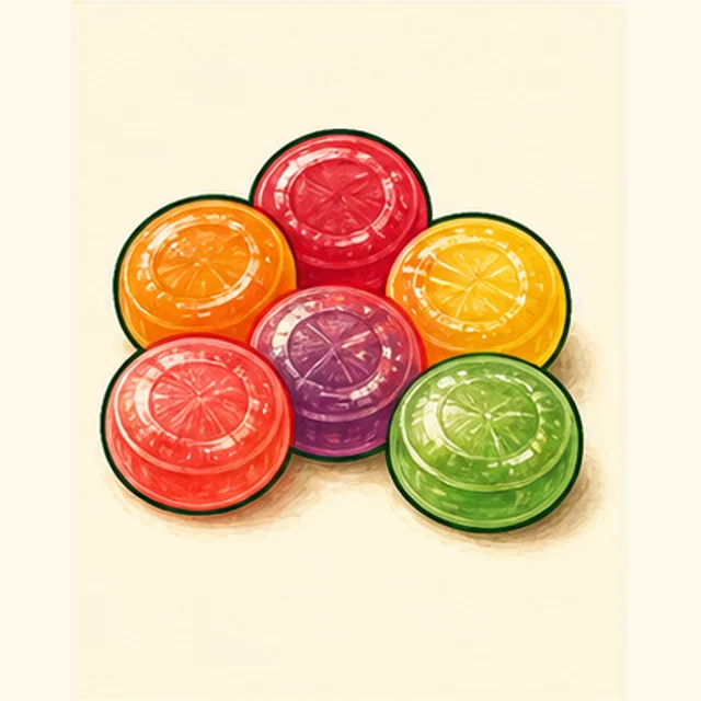 Playful illustrated hard fruit candy