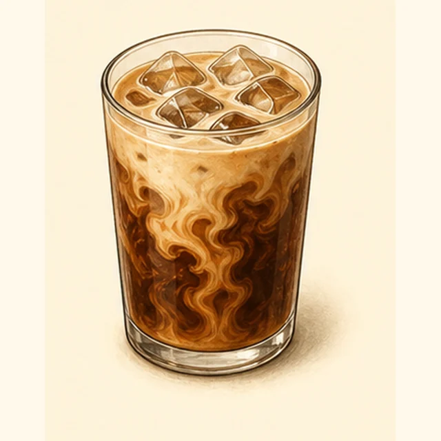 Playful illustrated iced coffee