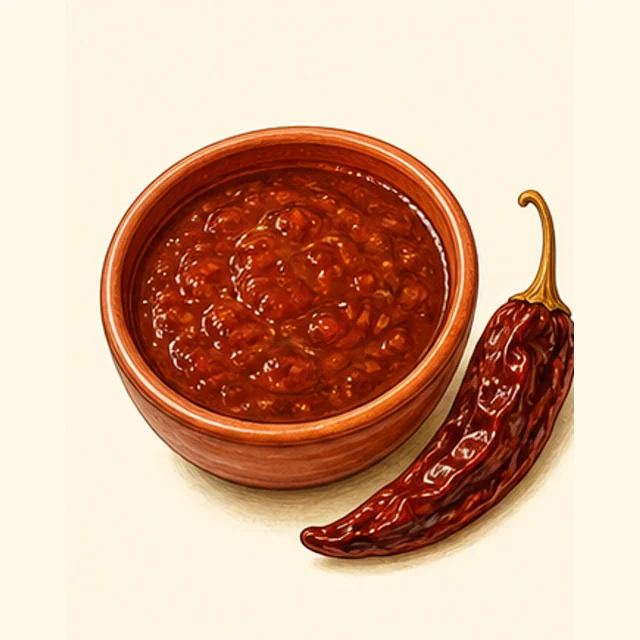 Playful illustrated mexican red chile sauce
