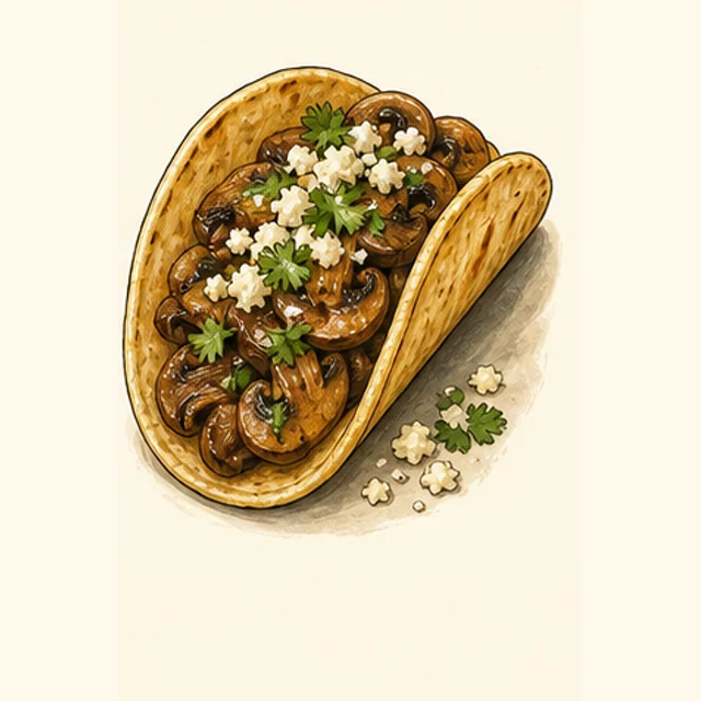 Illustrated mushroom taco.