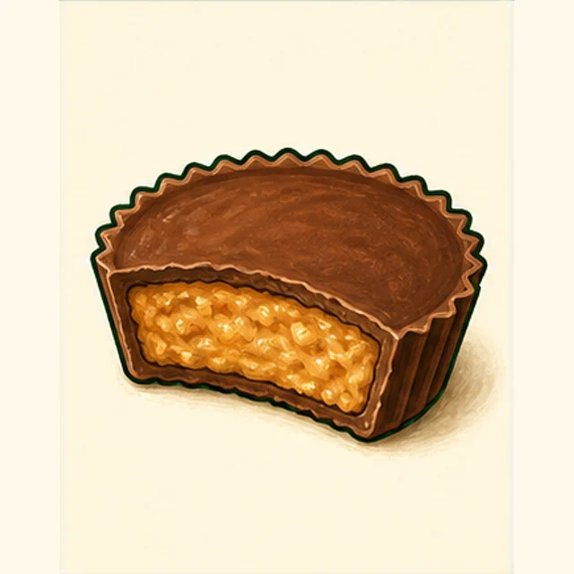Playful illustrated peanut butter cup
