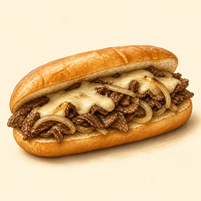 Illustrated philly cheesesteak.