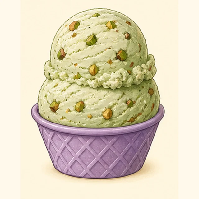 Playful illustrated pistachio ice cream