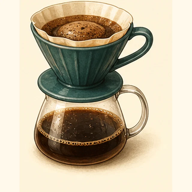 Playful illustrated pour-over coffee