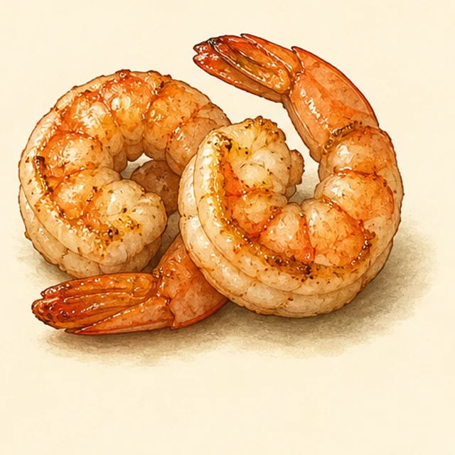 Illustrated shrimp.