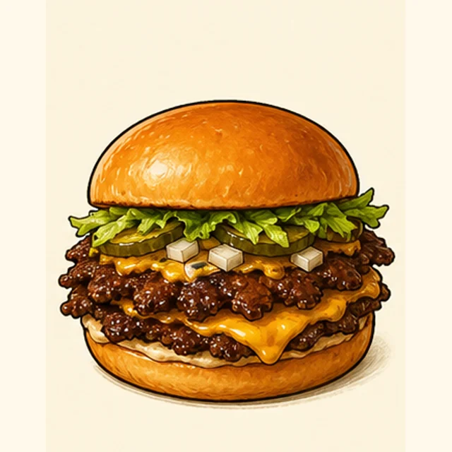 Playful illustrated smash burger