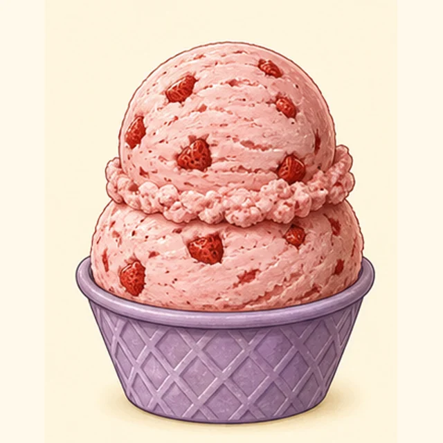 Playful illustrated strawberry ice cream