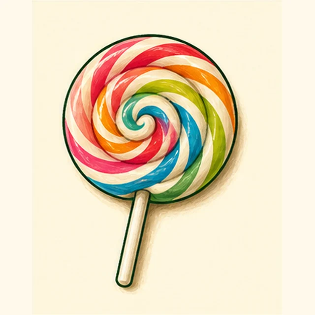 Playful illustrated swirl lollipop