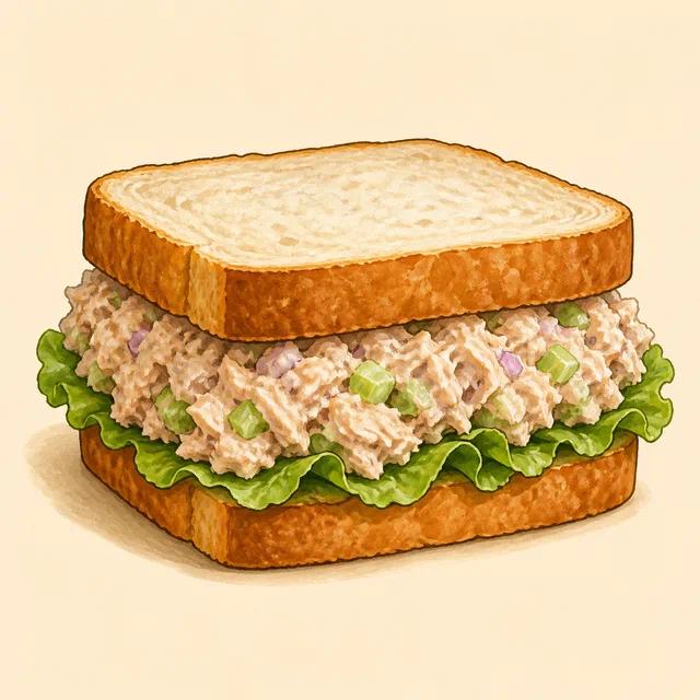 Illustrated tuna salad sandwich.