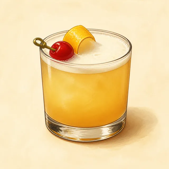 Illustrated whiskey sour.